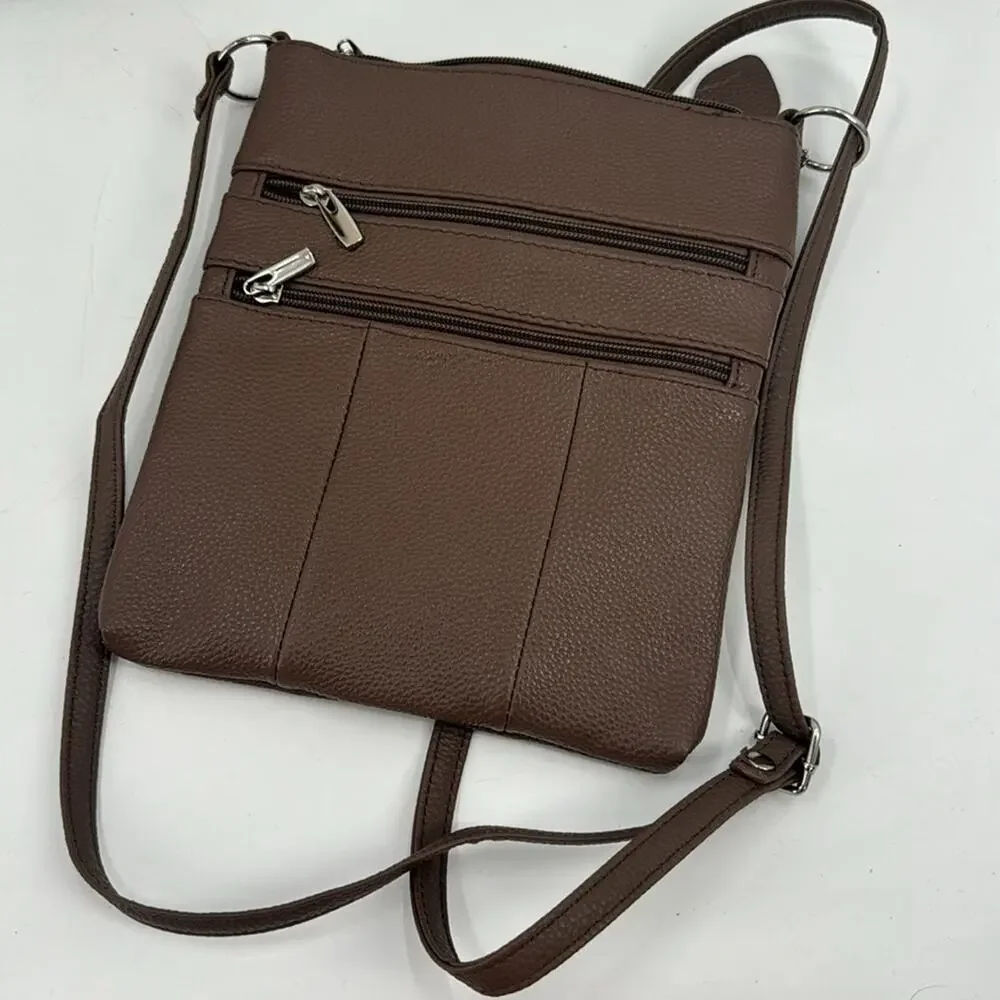 NWT brown leather tan crossbody bag